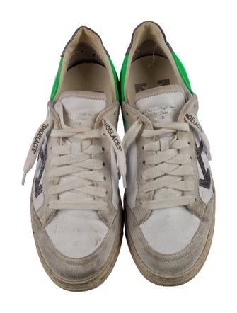 Off-White Leather Colorblock Pattern Sneakers