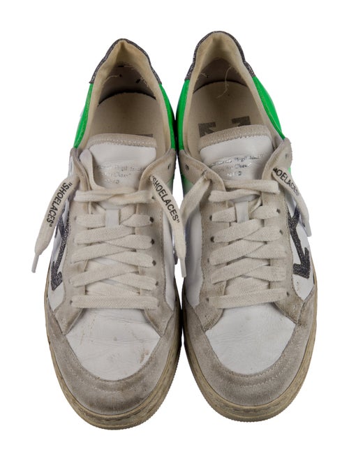 Off-White Leather Colorblock Pattern Sneakers