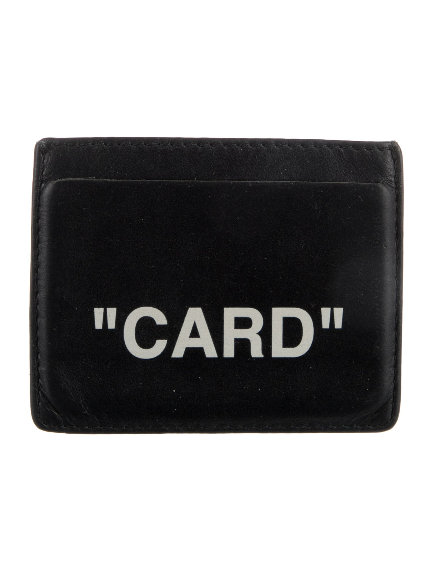 Off-White Leather Graphic Print Card Holder