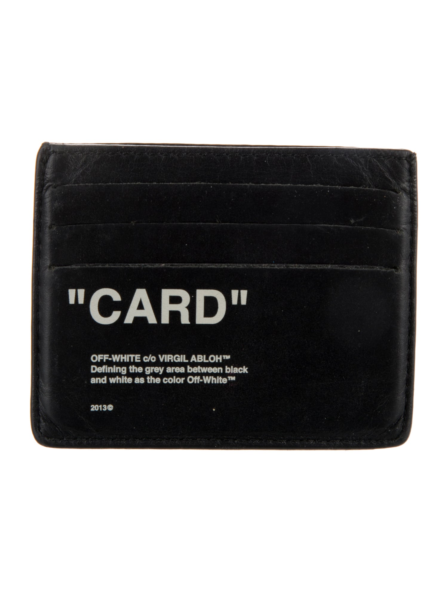 Off-White Leather Graphic Print Card Holder