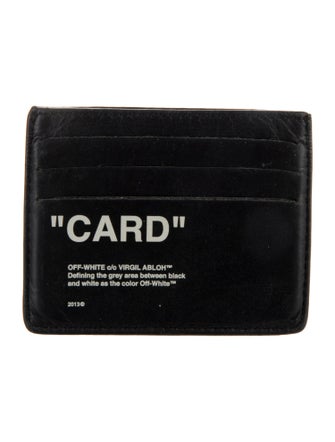 Off-White Leather Graphic Print Card Holder
