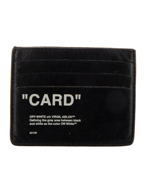 Off-White Leather Graphic Print Card Holder