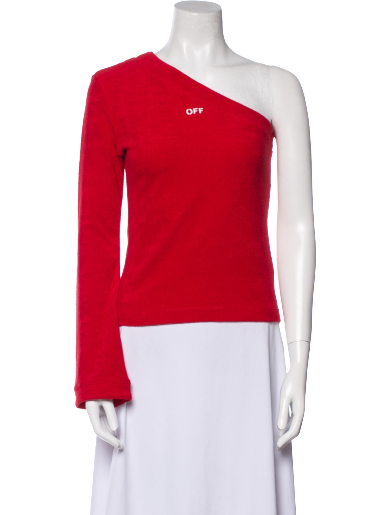 Off-White One-Shoulder Long Sleeve Top