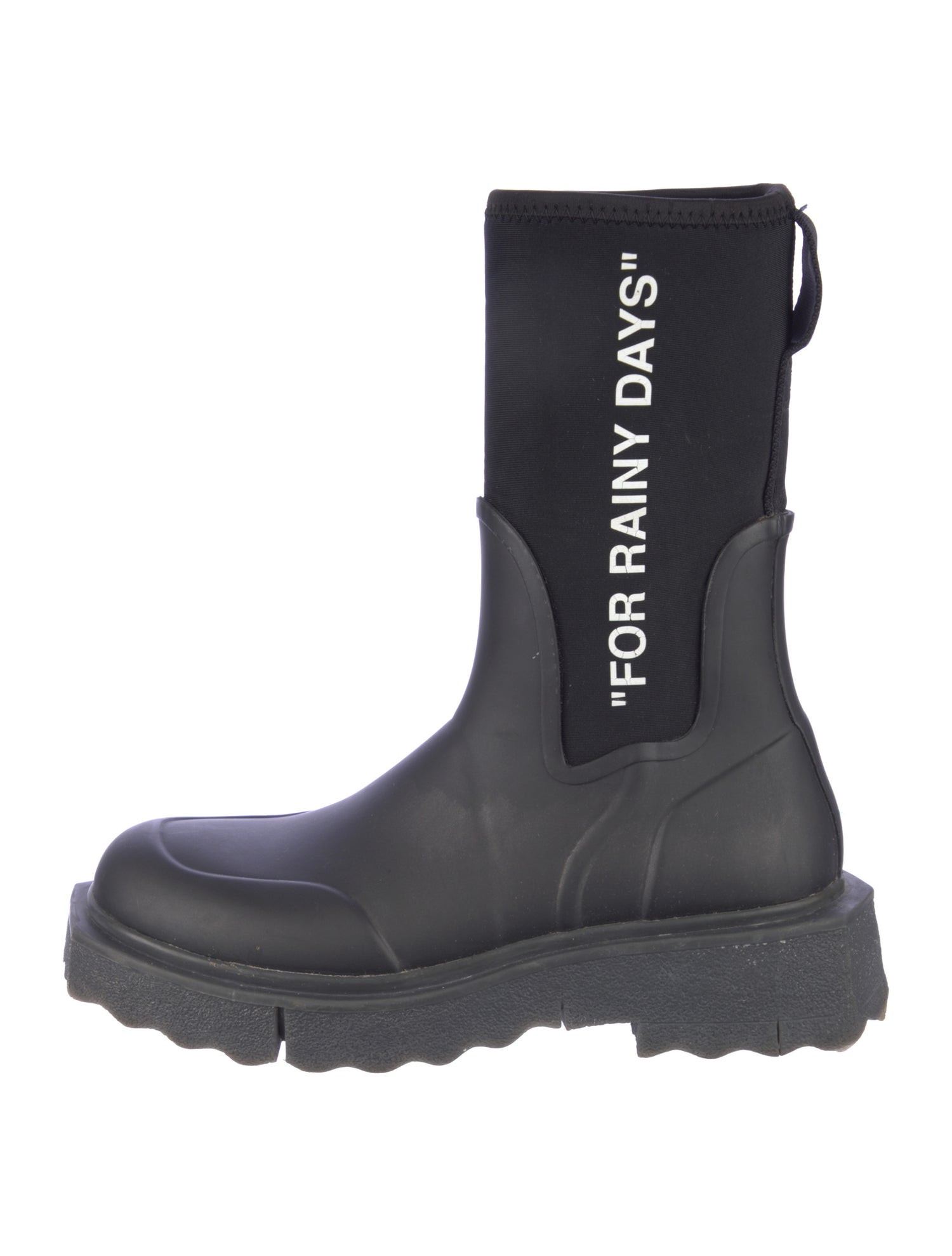 Off-White Rubber Colorblock Pattern Rain Boots