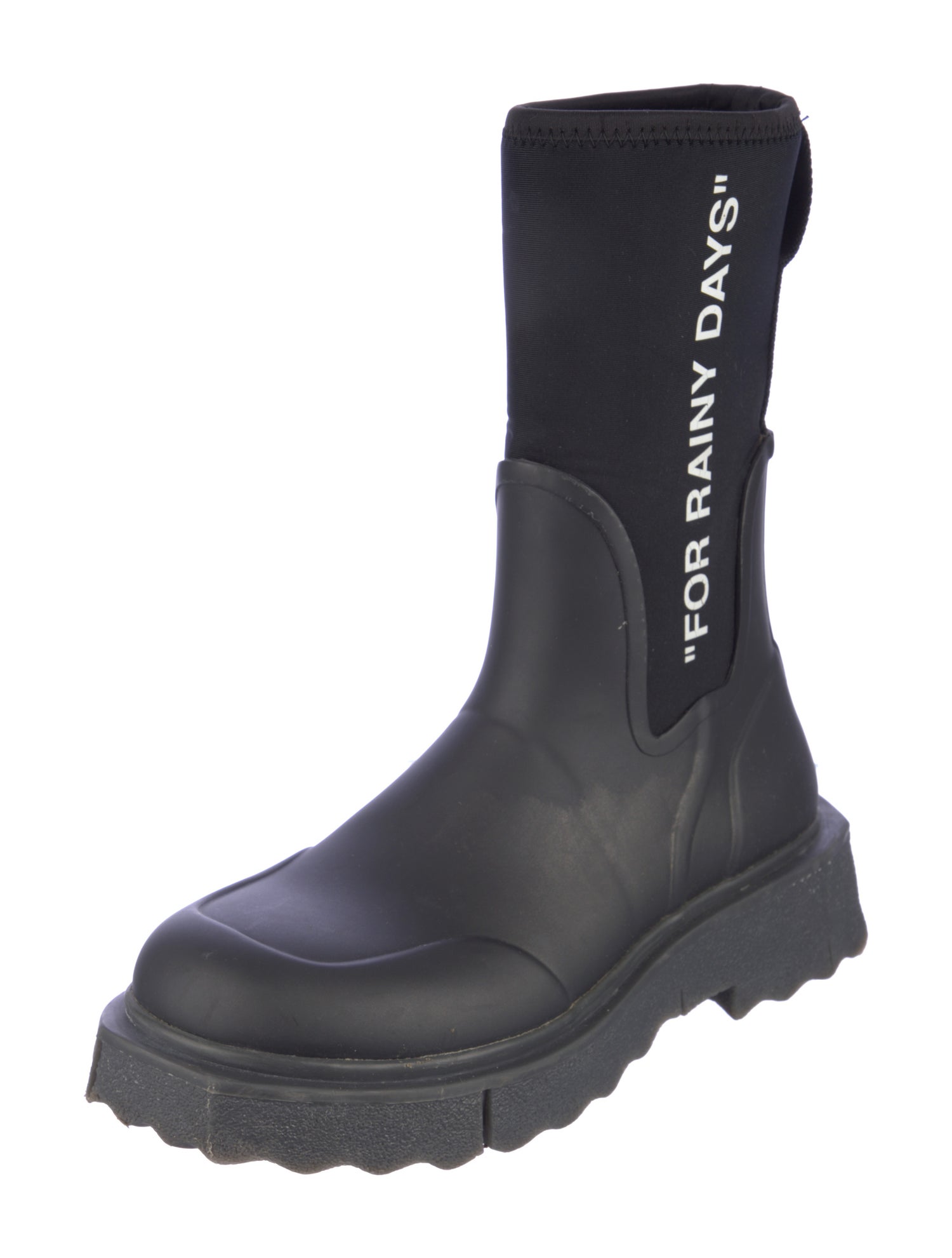 Off-White Rubber Colorblock Pattern Rain Boots