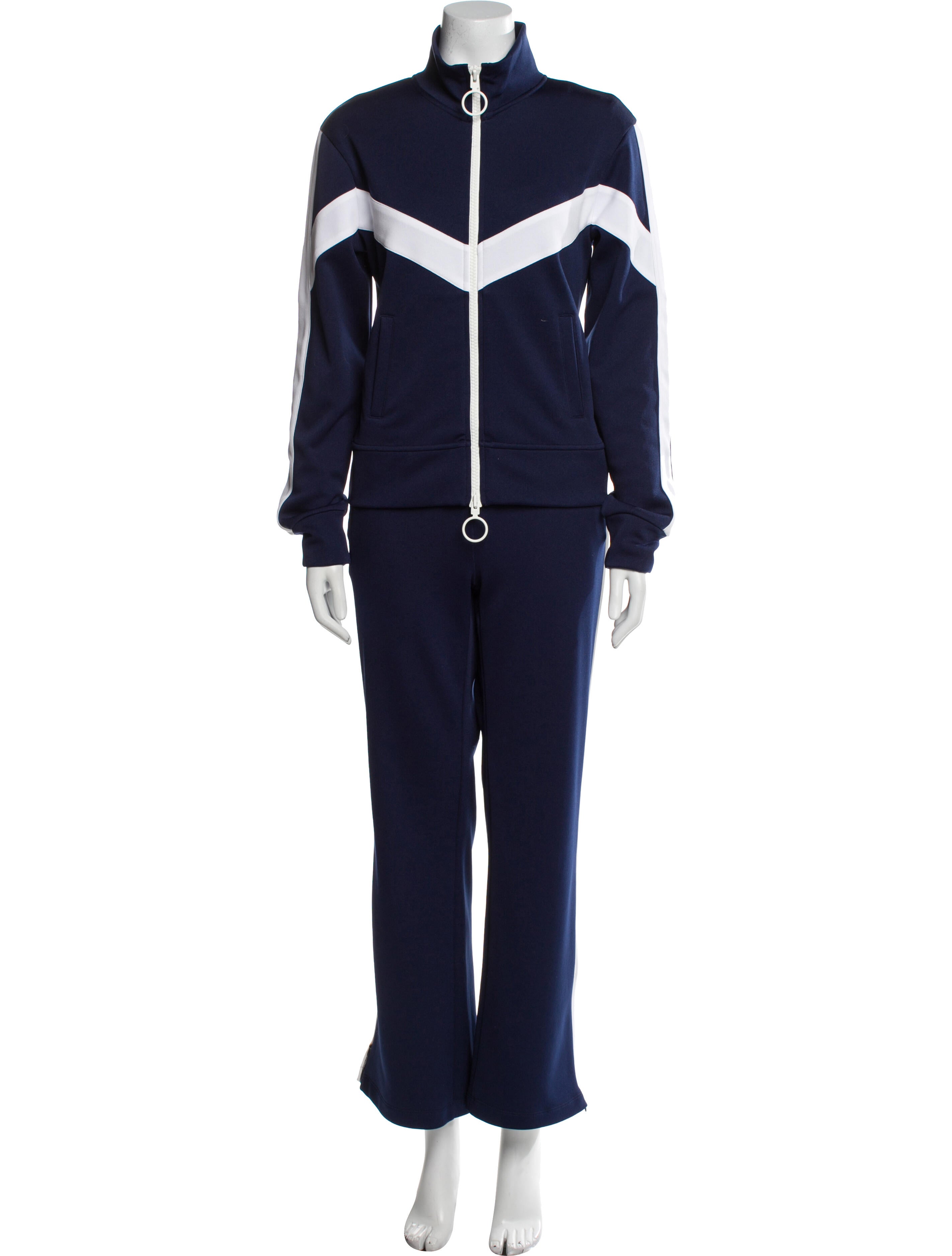 Off-White Colorblock Pattern Embroidered Accent Tracksuit