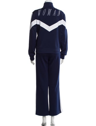 Off-White Colorblock Pattern Embroidered Accent Tracksuit
