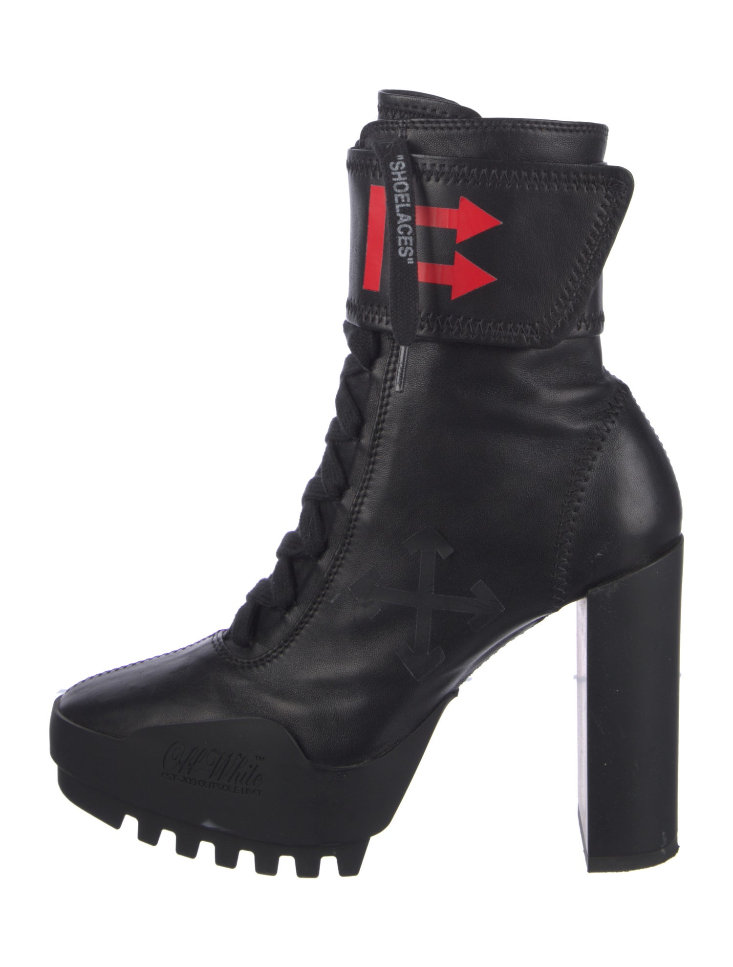 Off-White Leather Combat Boots