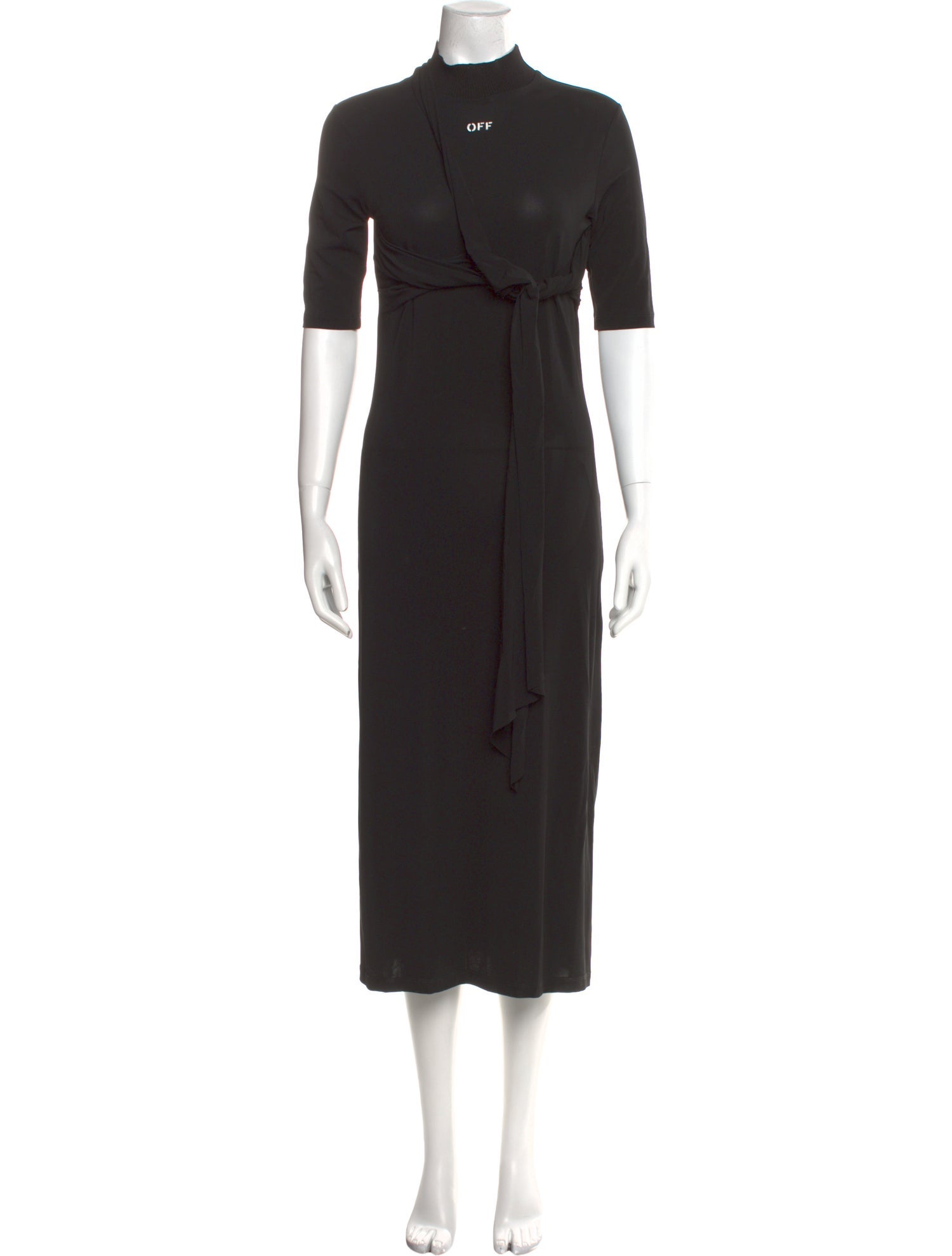 Off-White Mock Neck Long Dress