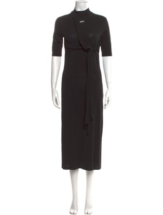 Off-White Mock Neck Long Dress