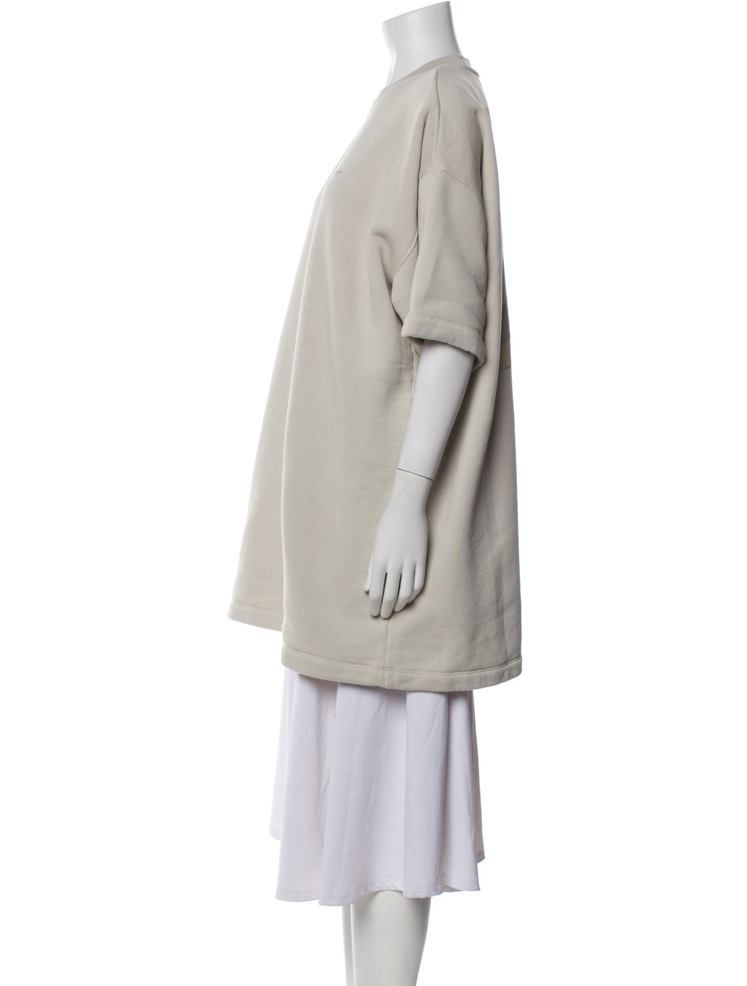 Off-White Crew Neck Short Sleeve Tunic