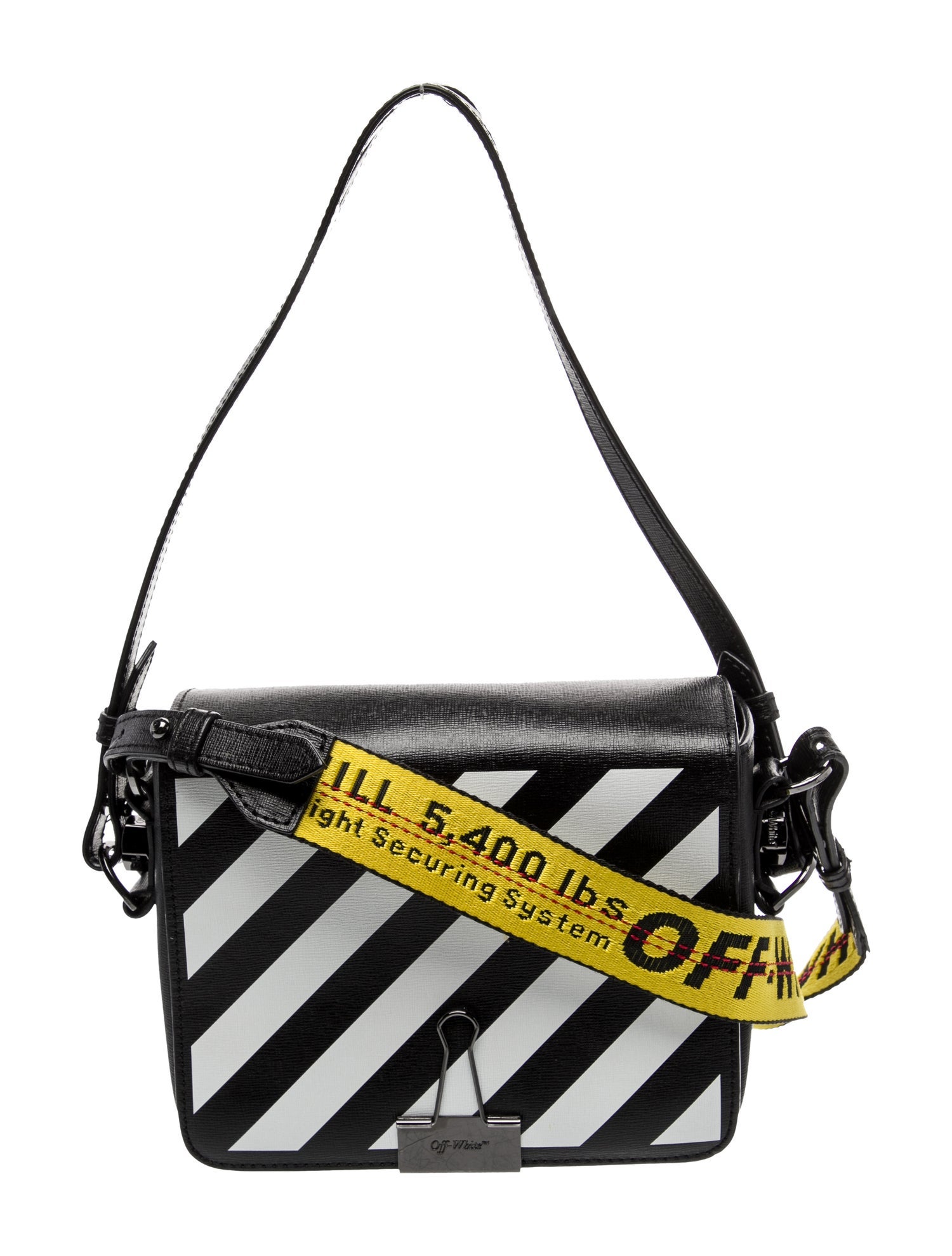 Off-White Leather Diagonal Binder Clip