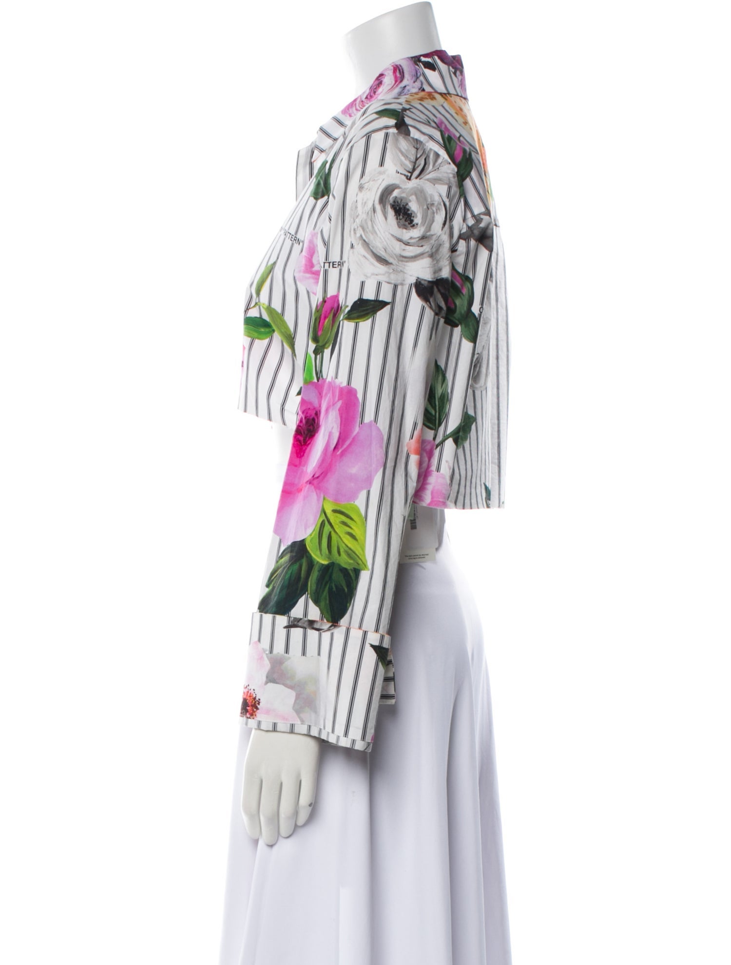 Off-White Printed V-Neck Crop Top