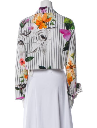 Off-White Printed V-Neck Crop Top