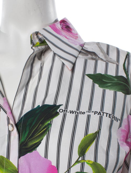 Off-White Printed V-Neck Crop Top