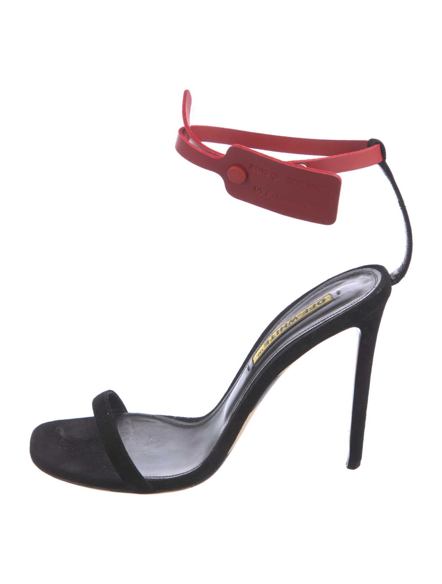 Off-White Suede Colorblock Pattern Sandals