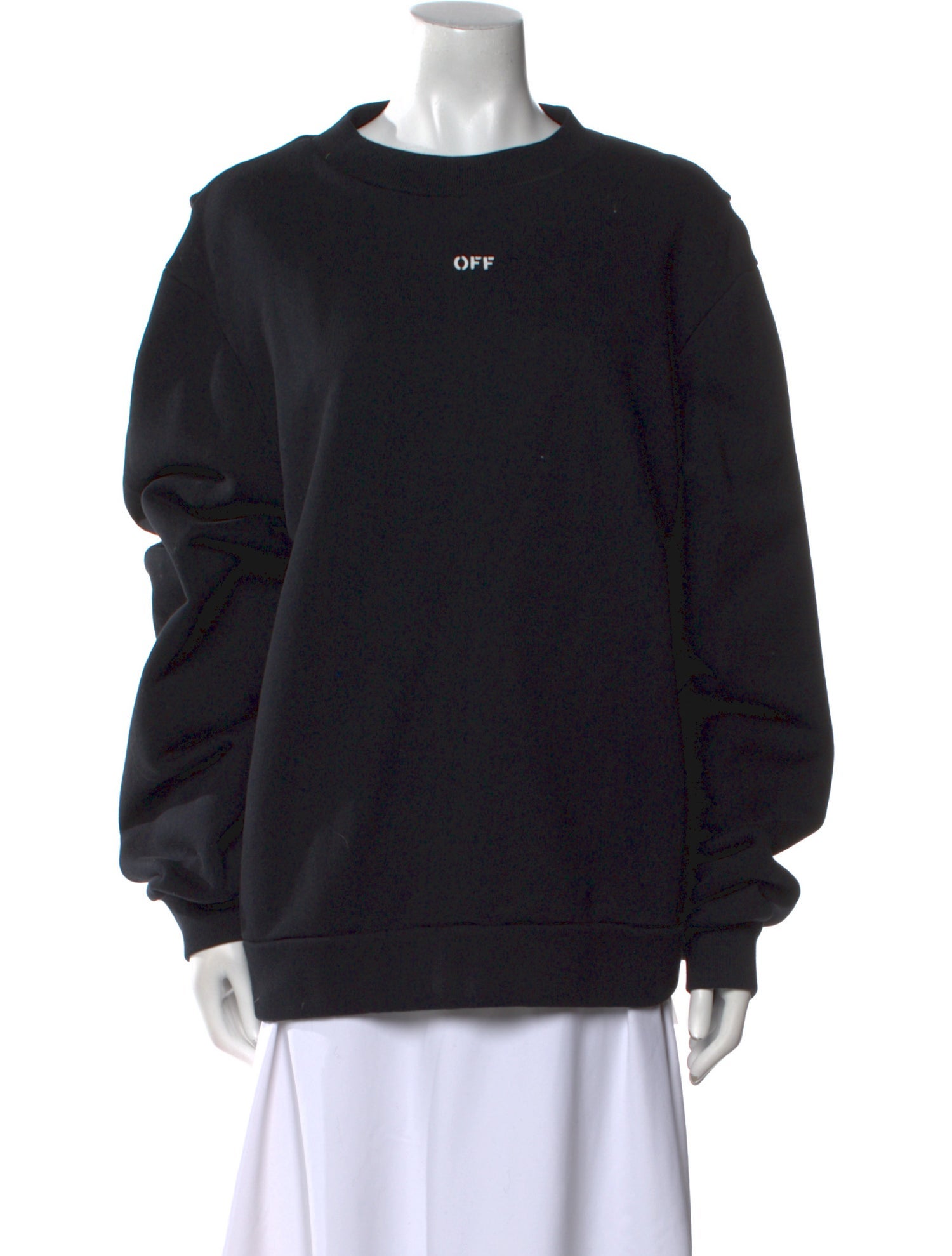 Off-White Logo Cropped Crew Neck Sweater