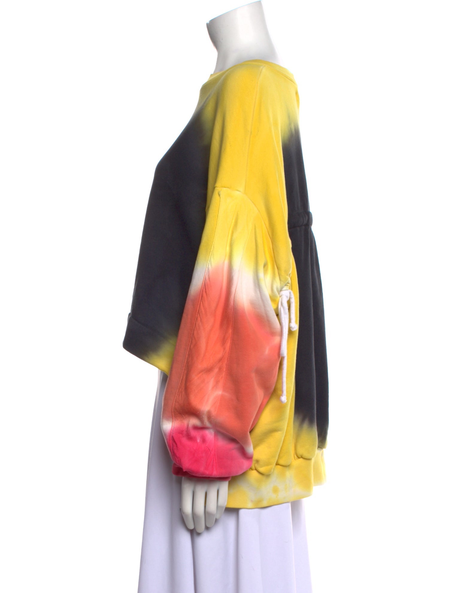 Off-White Tie-Dye Print Bateau Neckline Crop Top