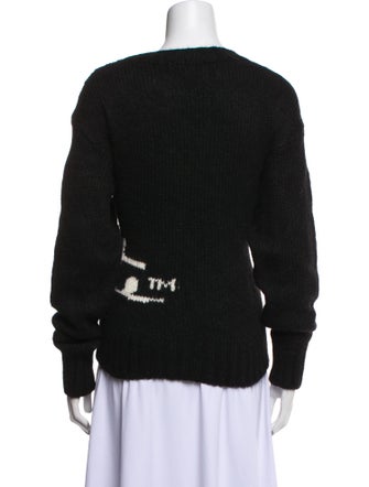 Off-White Graphic Print Bateau Neckline Sweater