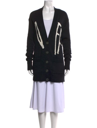 Off-White Graphic Print V-Neck Sweater