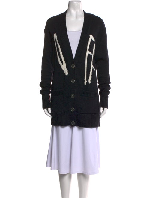 Off-White Graphic Print V-Neck Sweater