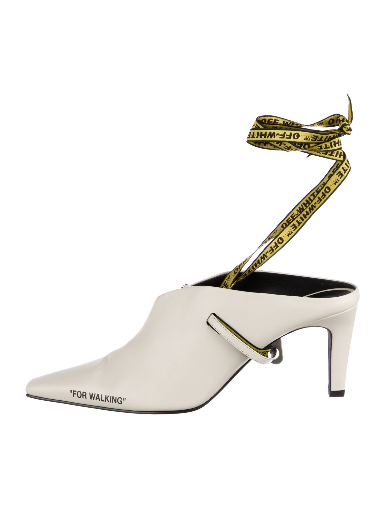 Off-White Leather Slingback Pumps