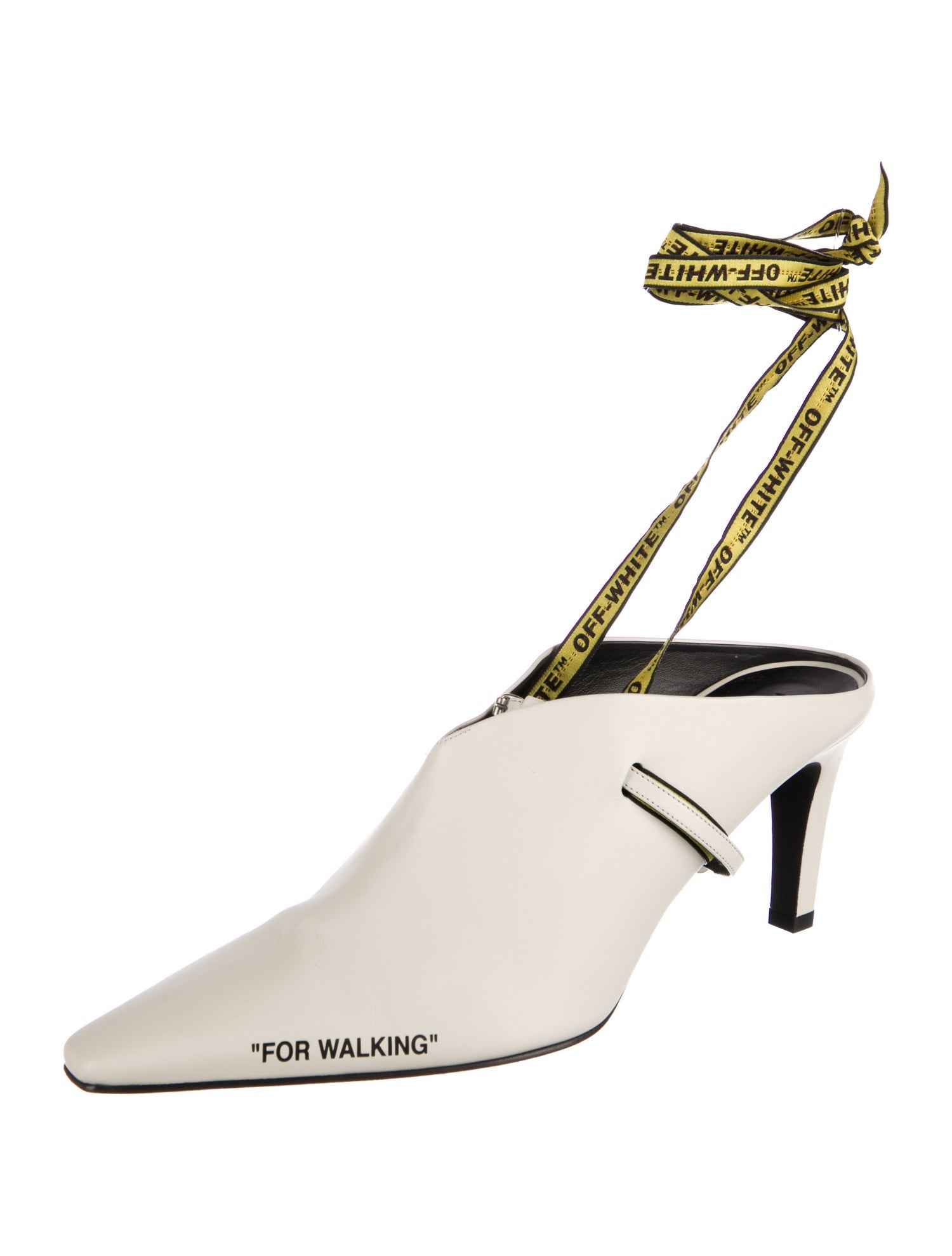 Off-White Leather Slingback Pumps