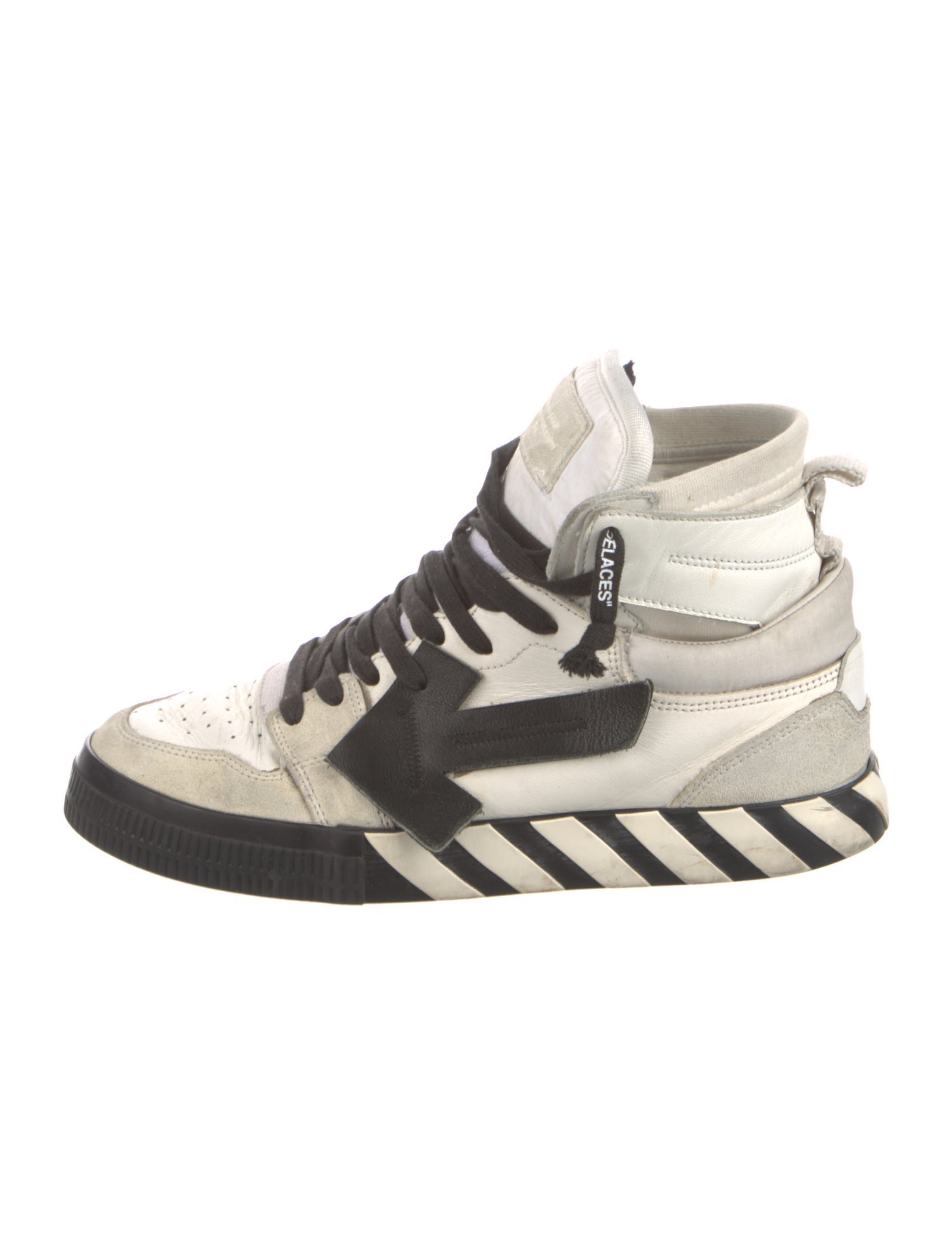 Off-White Leather Colorblock Pattern Sneakers