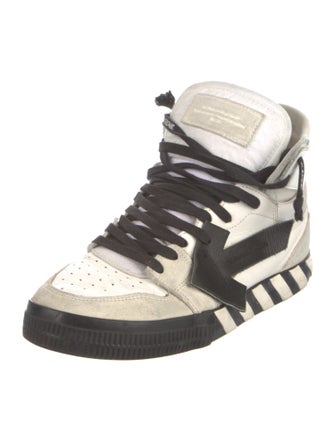 Off-White Leather Colorblock Pattern Sneakers