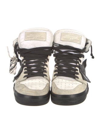 Off-White Leather Colorblock Pattern Sneakers