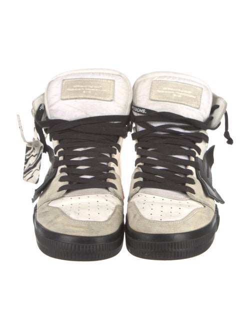 Off-White Leather Colorblock Pattern Sneakers