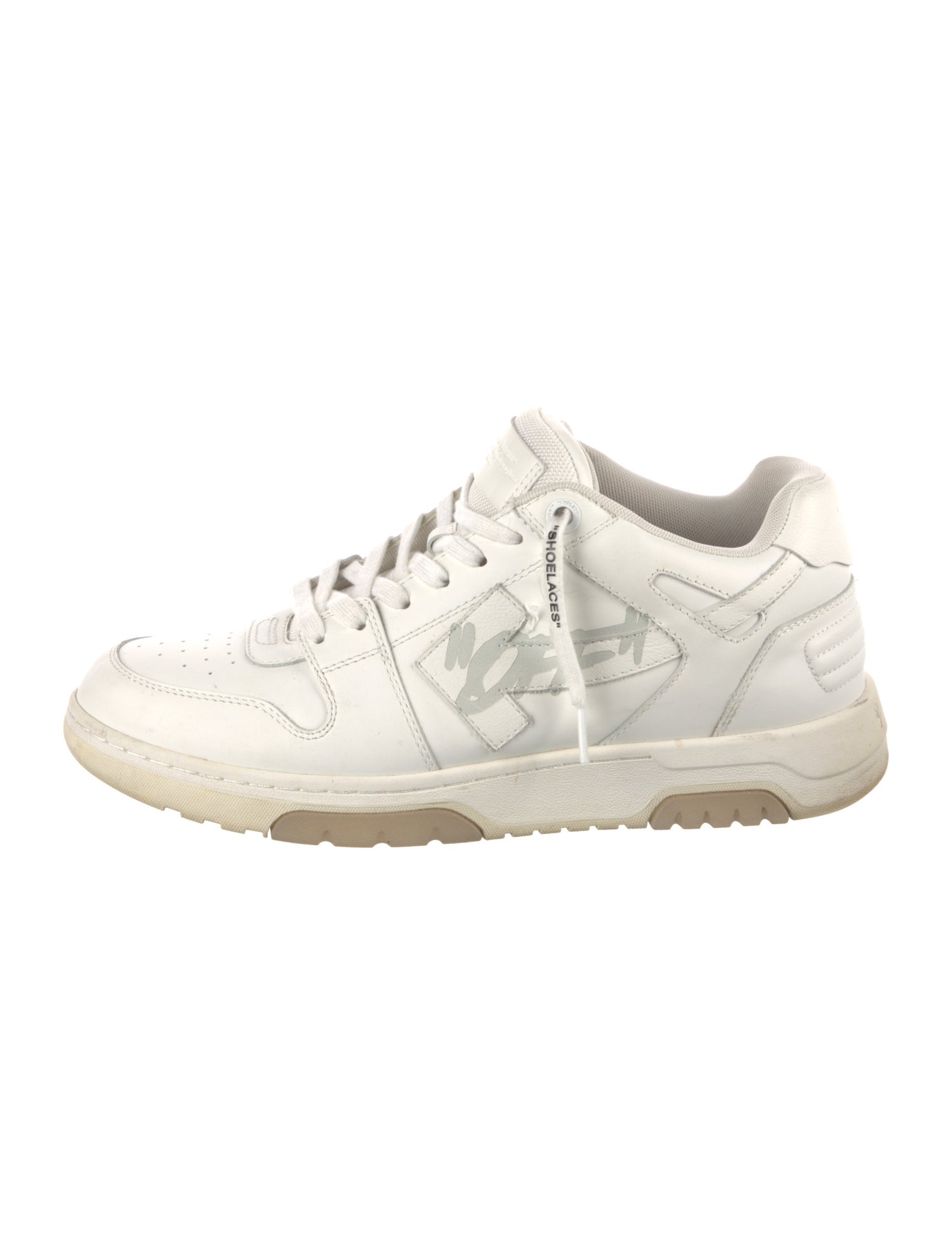 Off-White Leather Graphic Print Sneakers