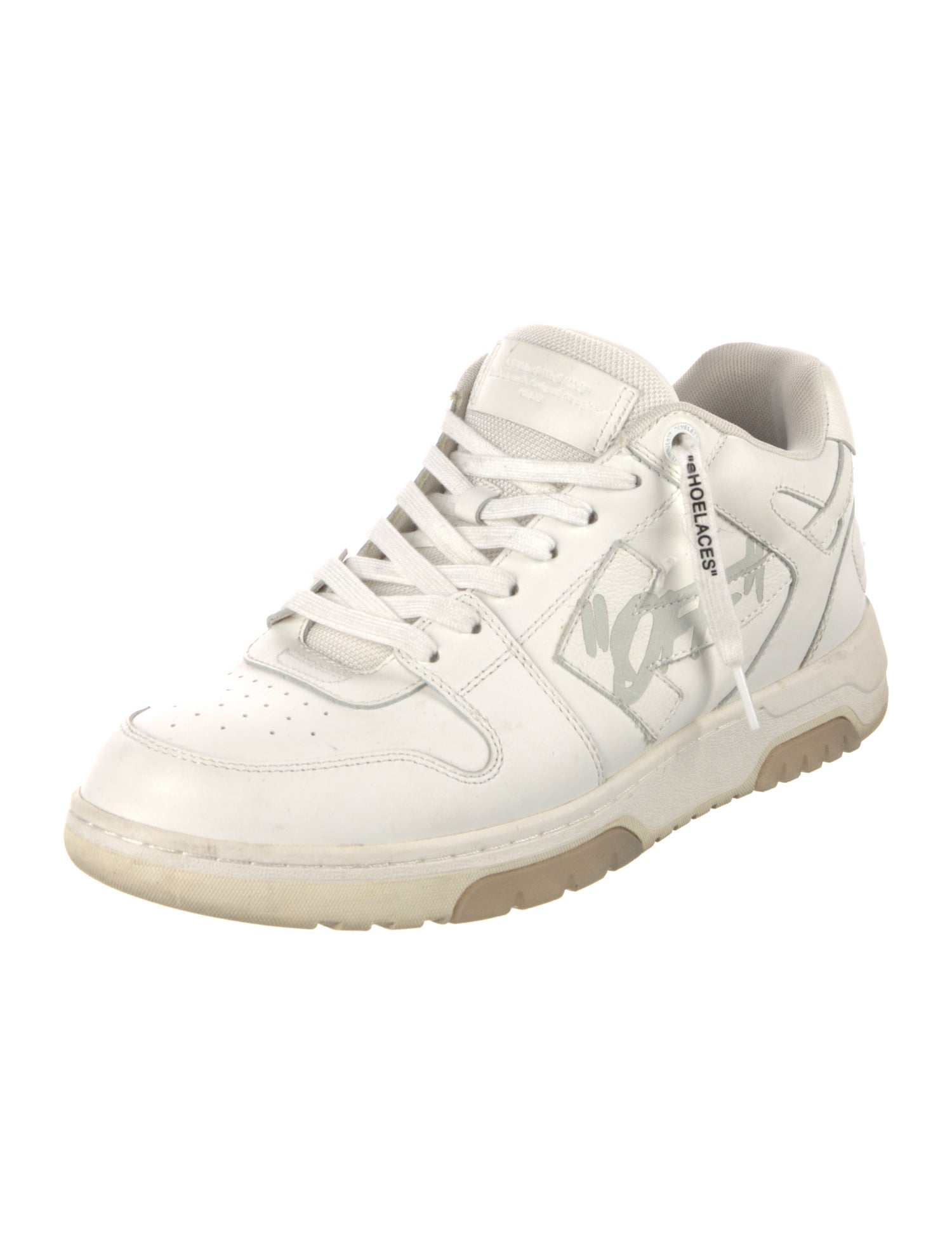 Off-White Leather Graphic Print Sneakers