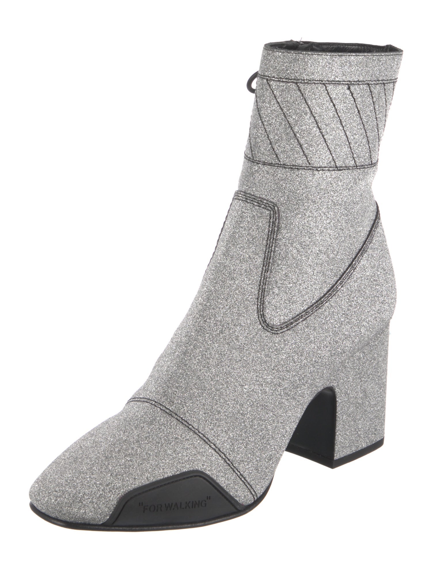 Off-White Glitter Colorblock Pattern Sock Boots