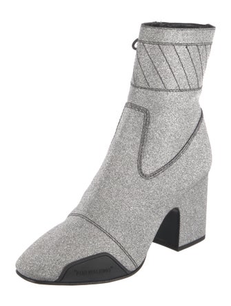 Off-White Glitter Colorblock Pattern Sock Boots