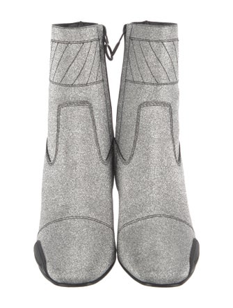 Off-White Glitter Colorblock Pattern Sock Boots