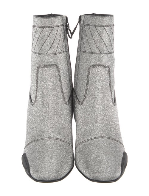 Off-White Glitter Colorblock Pattern Sock Boots