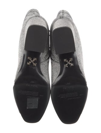 Off-White Glitter Colorblock Pattern Sock Boots