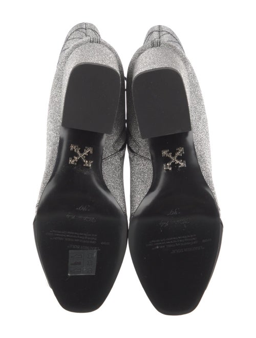 Off-White Glitter Colorblock Pattern Sock Boots