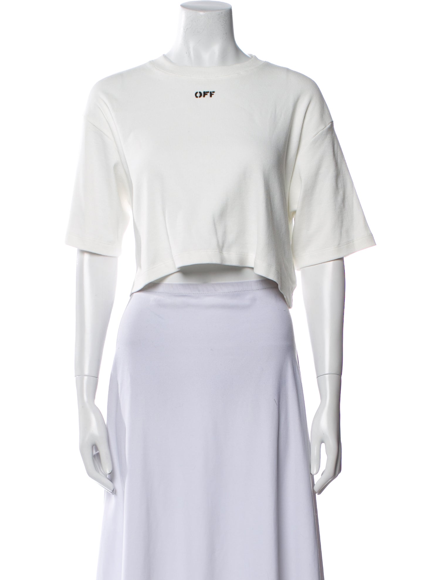 Off-White Crew Neck Short Sleeve Crop Top w/ Tags