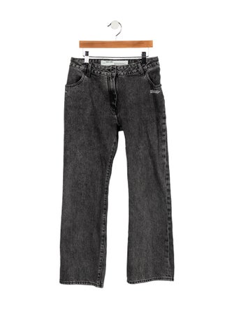 Off-White Mid-Rise Wide Leg Jeans