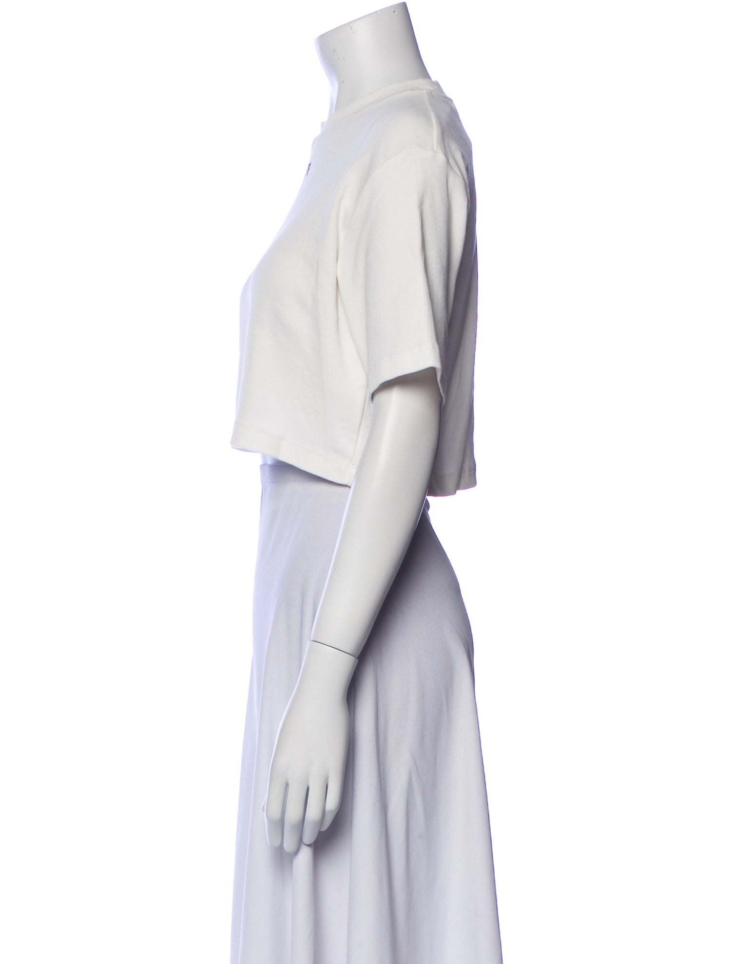 Off-White Crew Neck Short Sleeve Crop Top