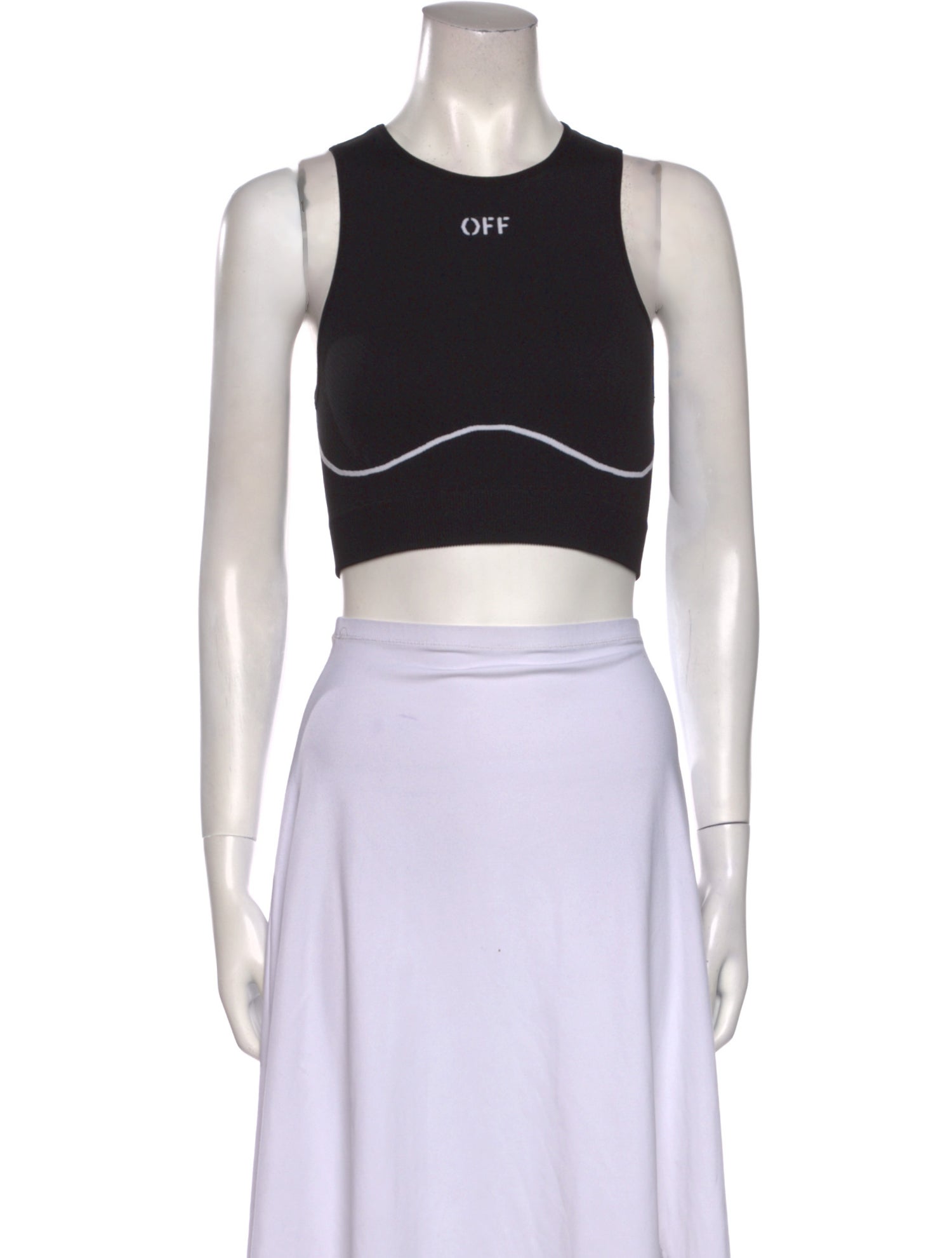Off-White Crew Neck Sleeveless Crop Top