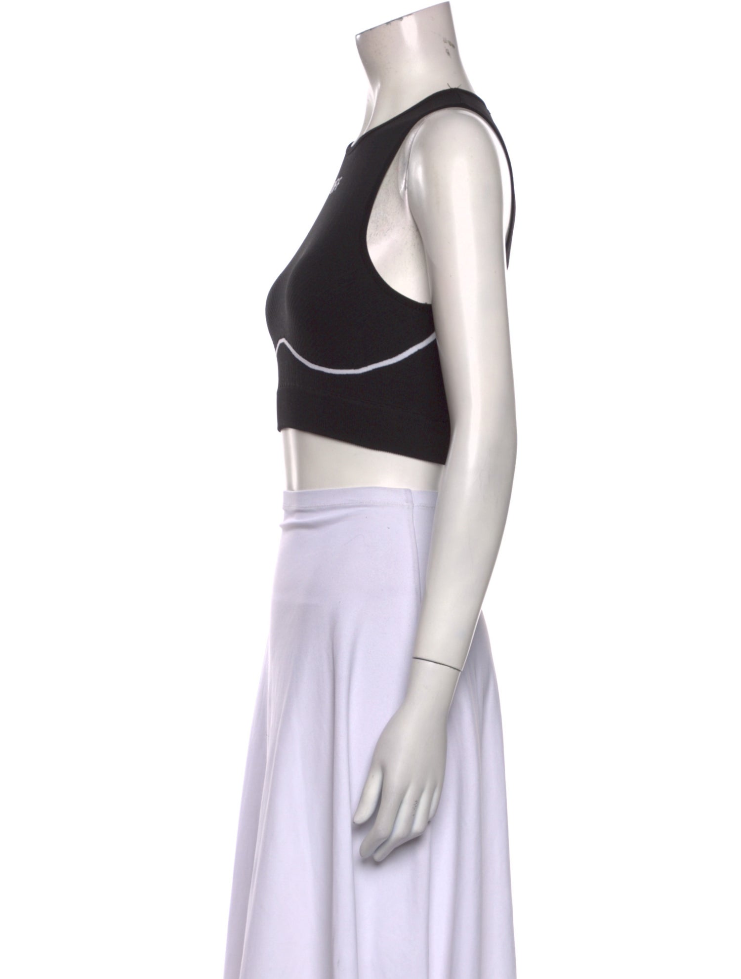 Off-White Crew Neck Sleeveless Crop Top