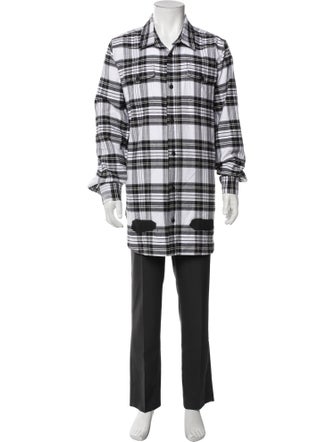 Off-White Plaid Print Long Sleeve Shirt