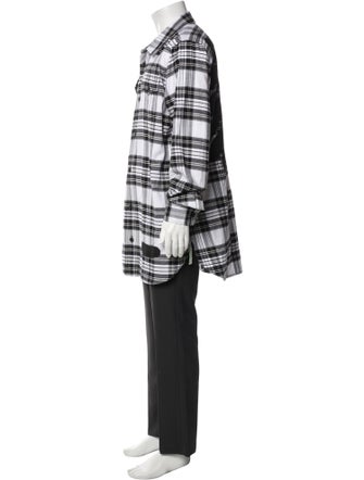 Off-White Plaid Print Long Sleeve Shirt