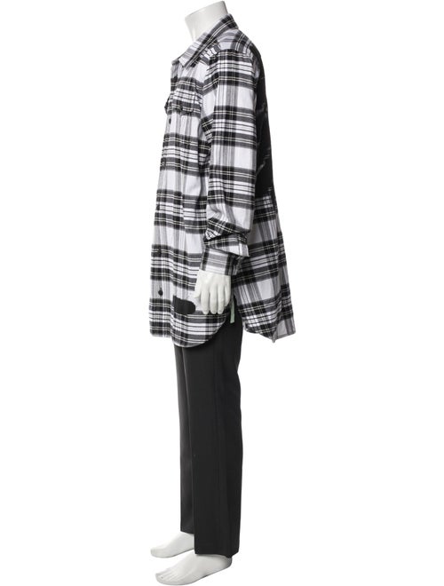 Off-White Plaid Print Long Sleeve Shirt