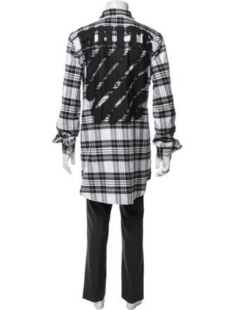 Off-White Plaid Print Long Sleeve Shirt