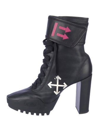 Off-White Leather Graphic Print Sock Boots