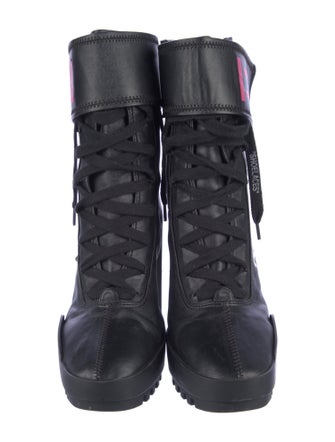 Off-White Leather Graphic Print Sock Boots